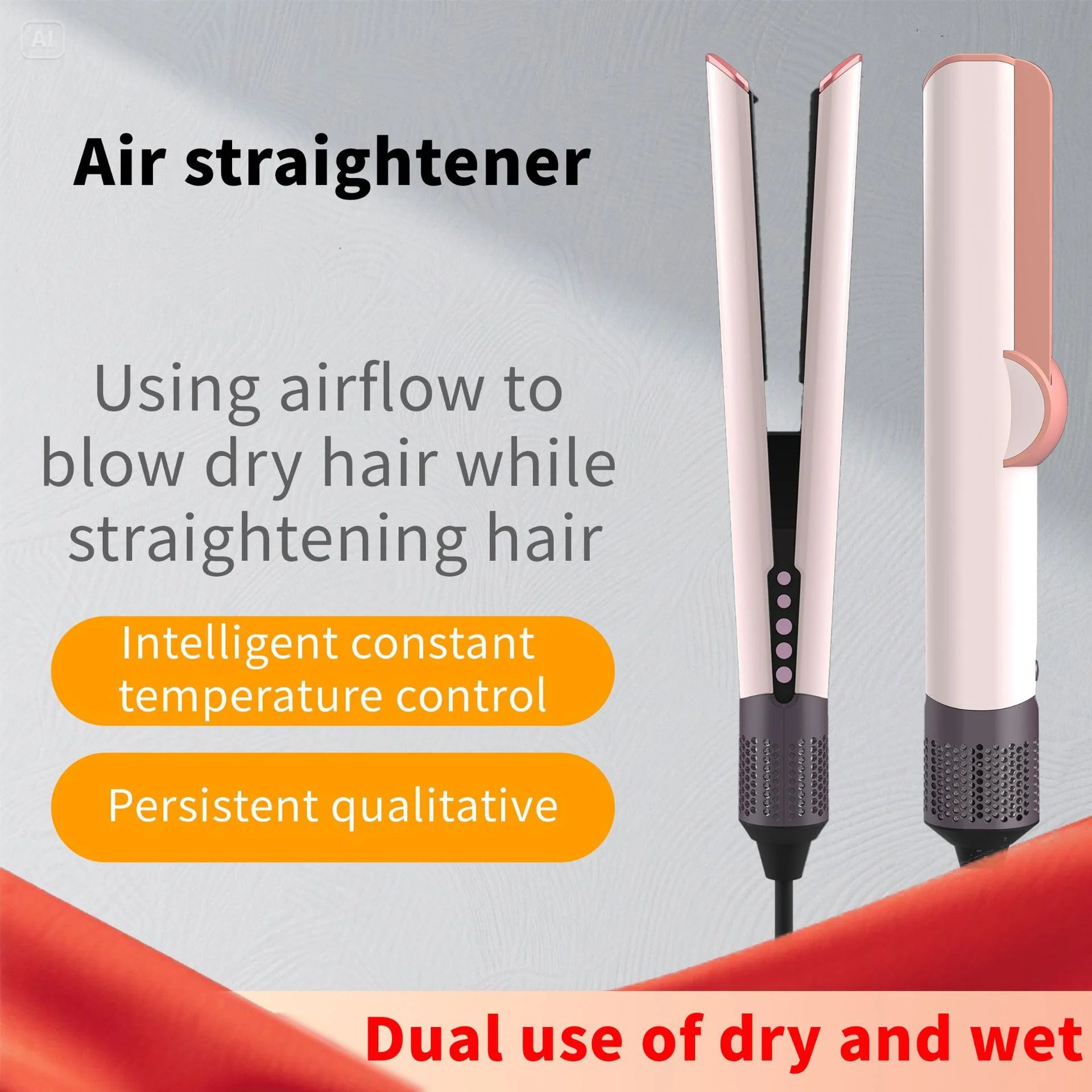 2-in-1 Hair Dryer & Straightener | Dual Heat Negative Ion Styler | Fast Dry | Travel & Home Use