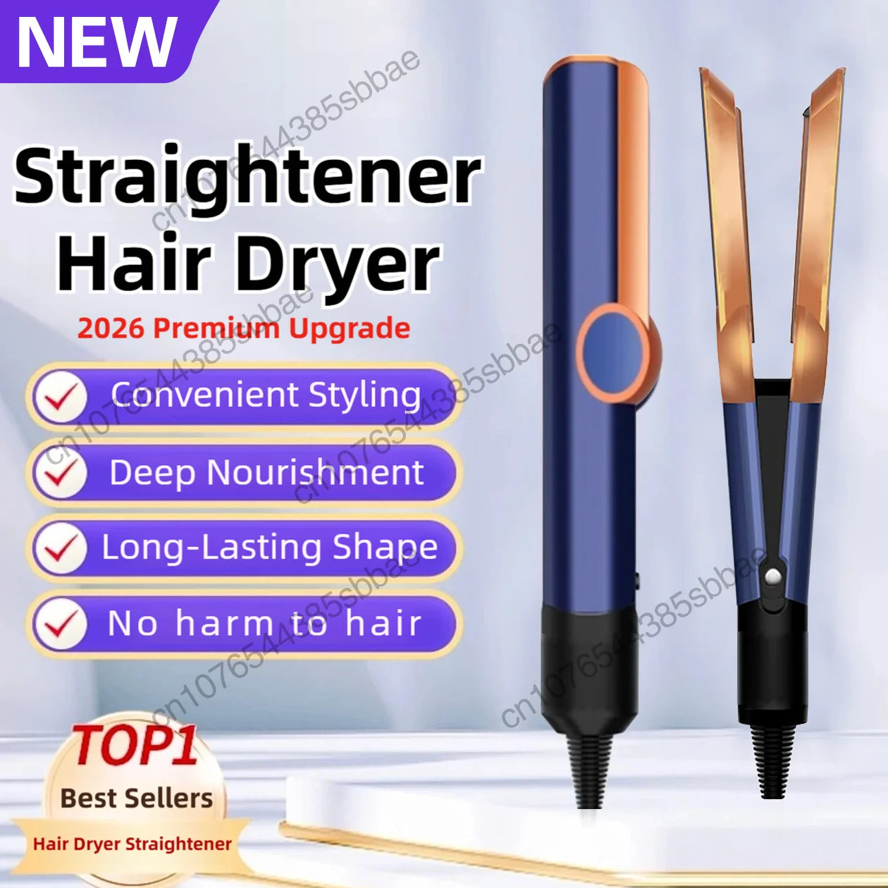 Pro 2-in-1 Hair Dryer & Straightener | Negative Ion | Long-Lasting Style | Wet & Dry Use