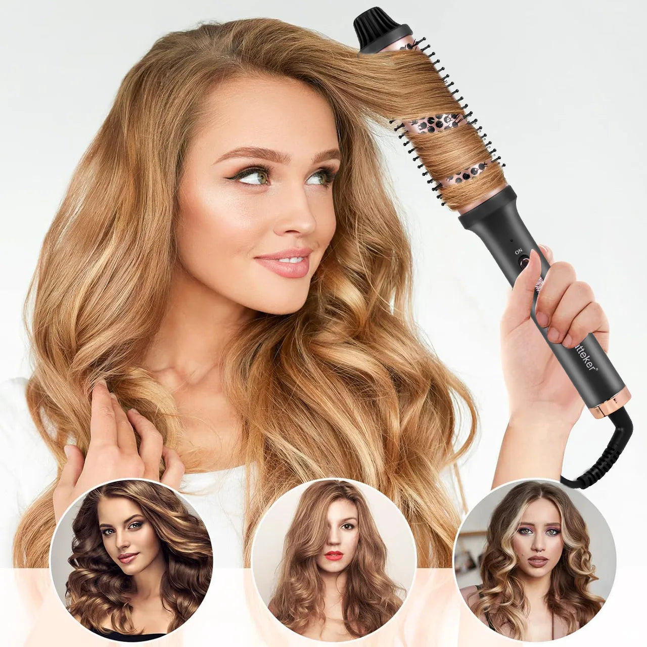 Electric Curling Comb | Heat-Resistant Styling Brush for Long & Short Hair | Inner Curl